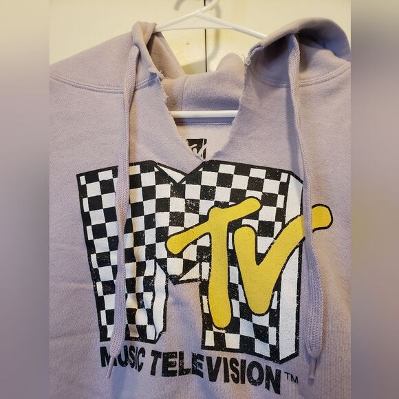 MTV Light Purple Checkered Cropped Hoodie 3X NWOT - Picture 4 of 8